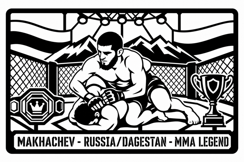Cuadro metálico MMA Islam Makhachev - Stracci Cards - MAKHACHEV - RUSSIA/DAGESTAN - MMA LEGEND