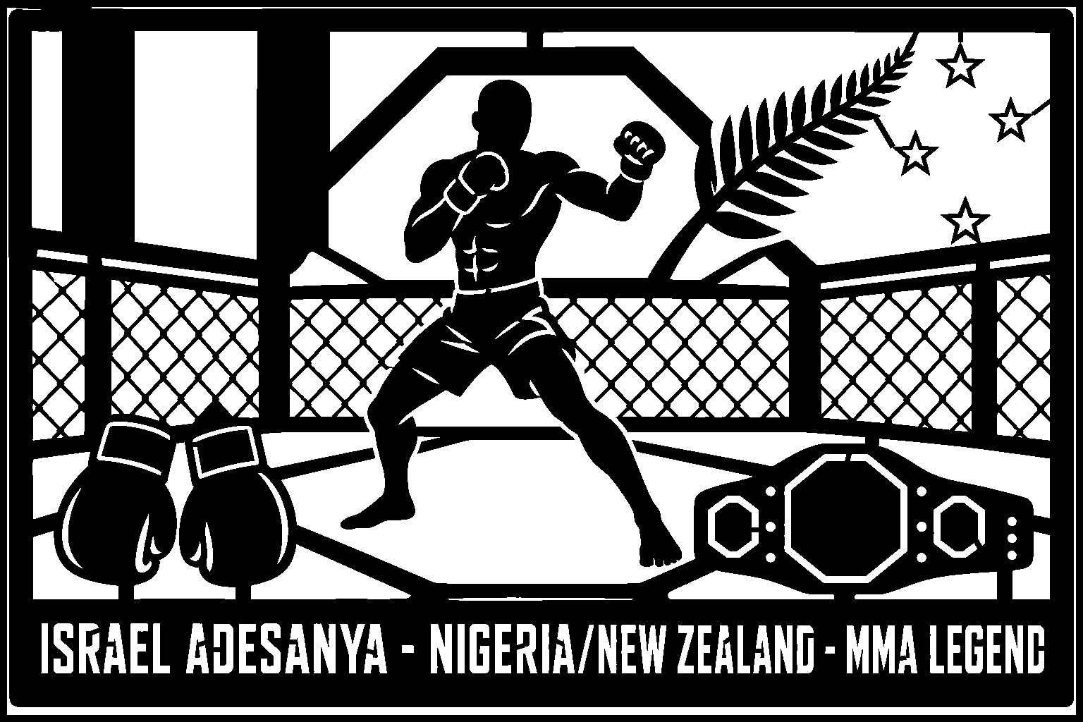Cuadro metálico MMA Israel Adesanya Nigeria/New Zealand - Stracci Cards