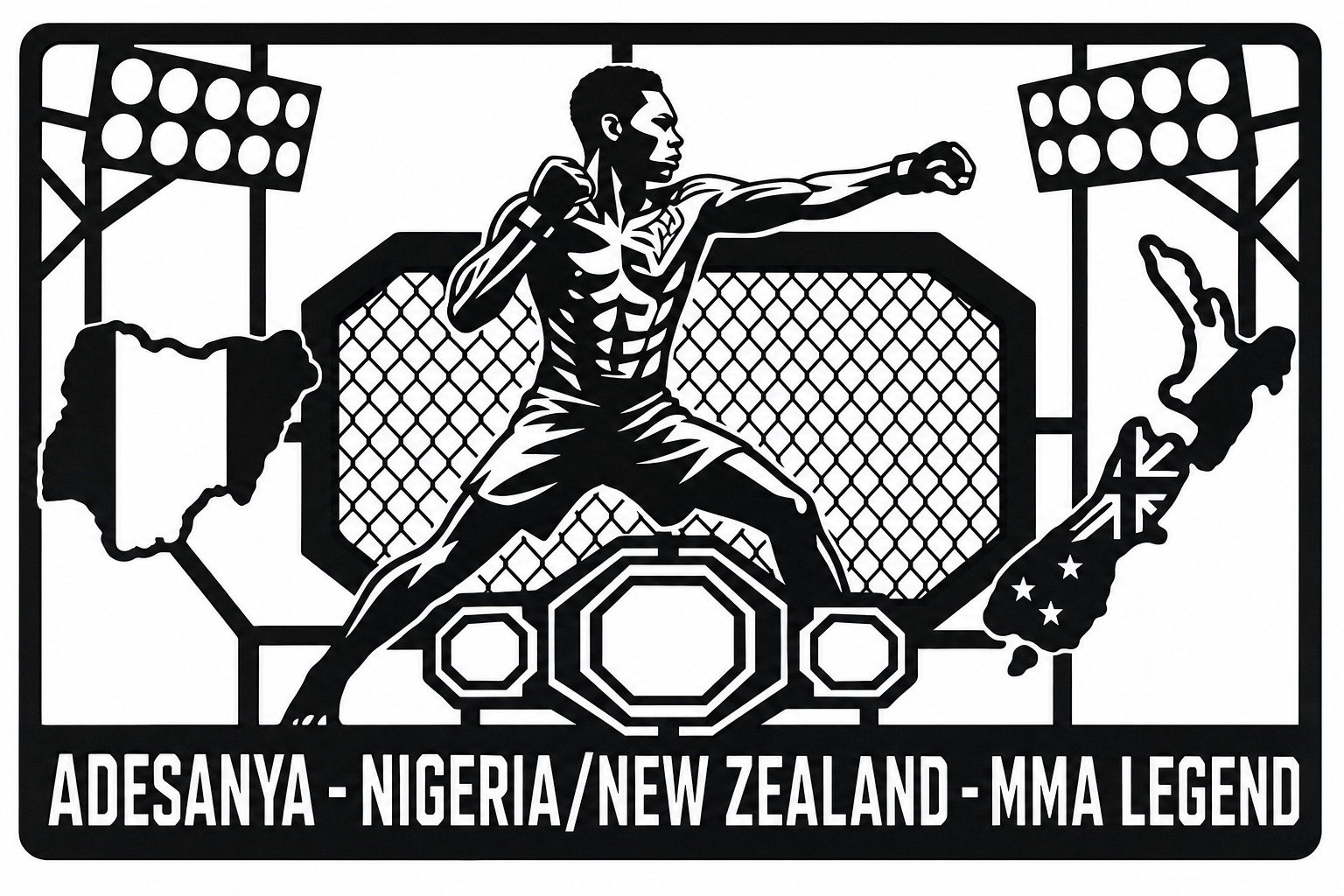 Cuadro metálico MMA Israel Adesanya - Stracci Cards