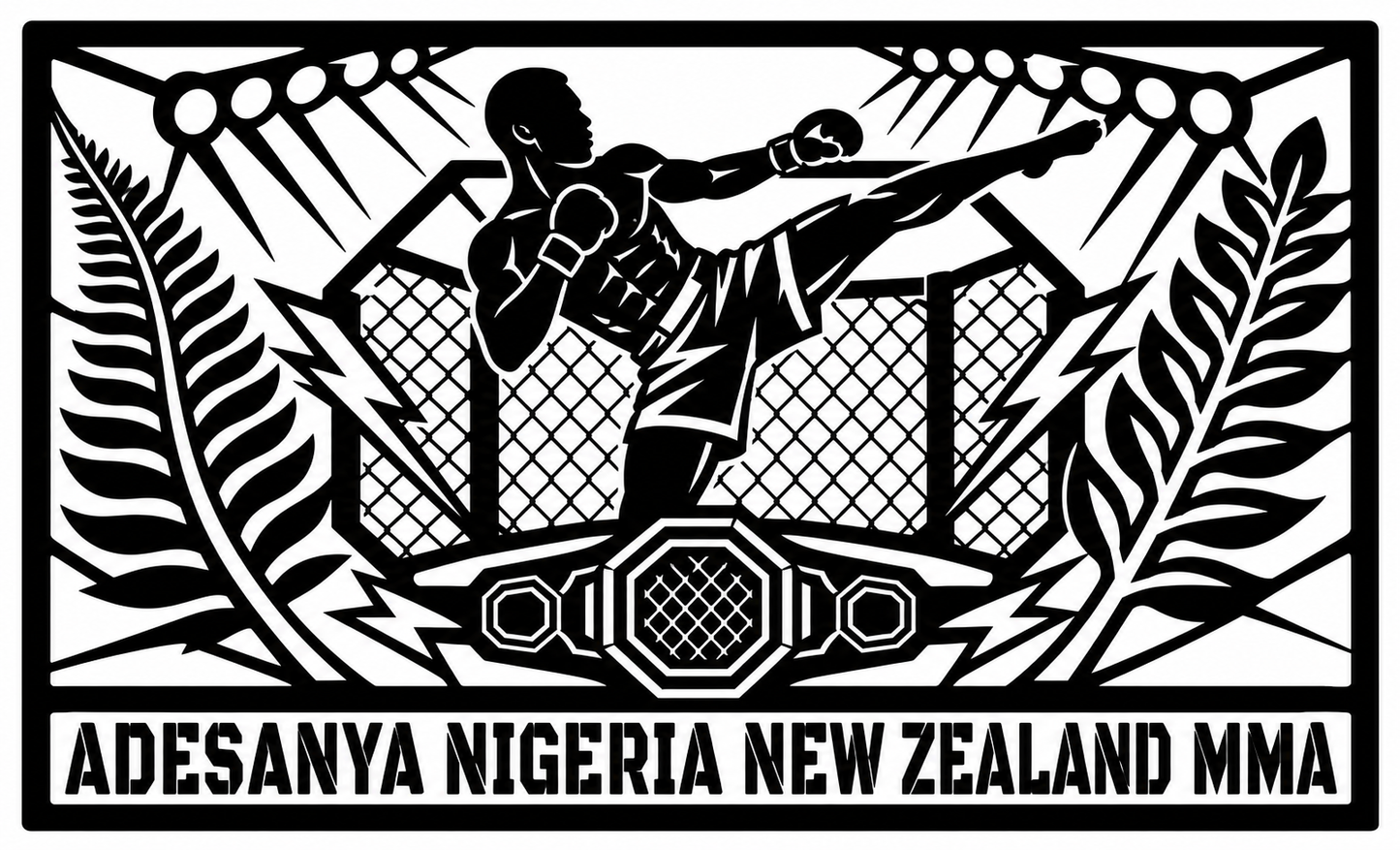 Cuadro metálico MMA Israel Adesanya Nigeria/Nueva Zelanda - Stracci Cards - ADESANYA NIGERIA NUEVA ZELANDA MMA