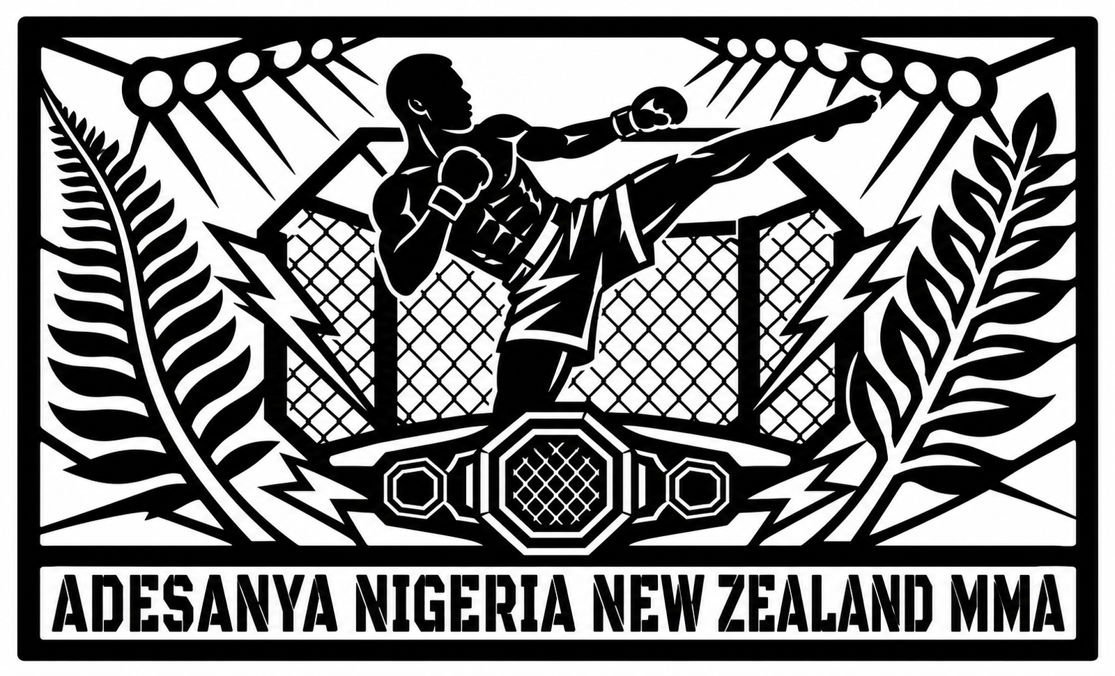 Cuadro metálico MMA Israel Adesanya Nigeria/Nueva Zelanda - Stracci Cards
