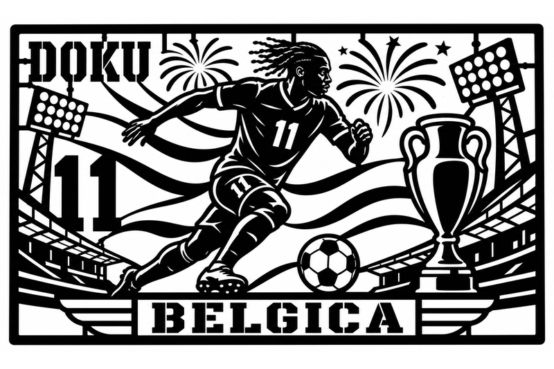 Cuadro metálico Mundial 2026 Jérémy Doku Bélgica