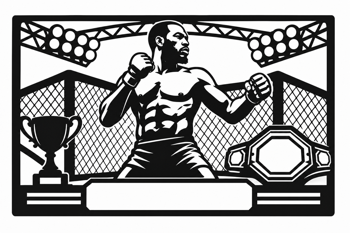Cuadro metálico MMA Jon Jones estilo corte láser