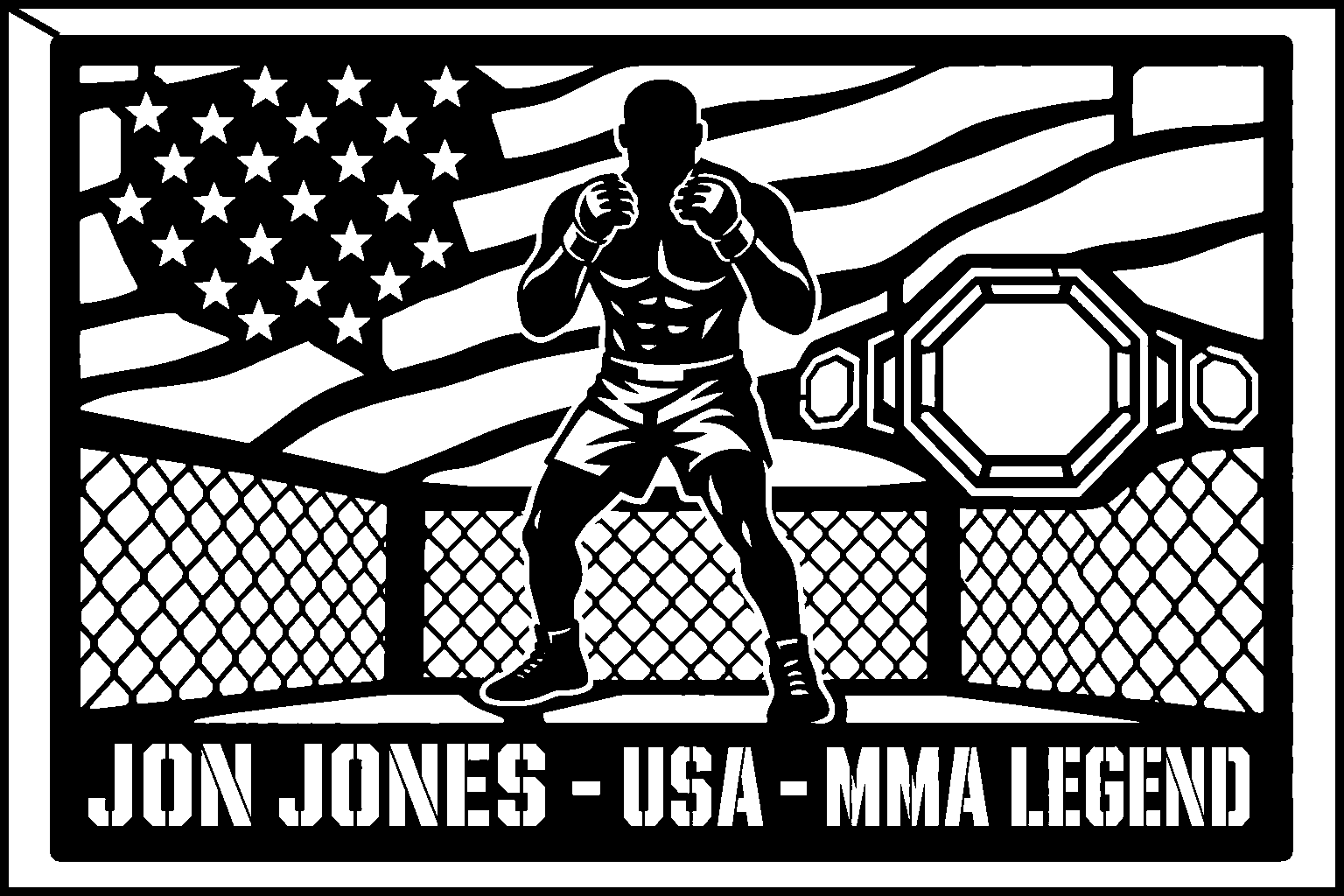 Cuadro metálico MMA Jon Jones USA - Stracci Cards