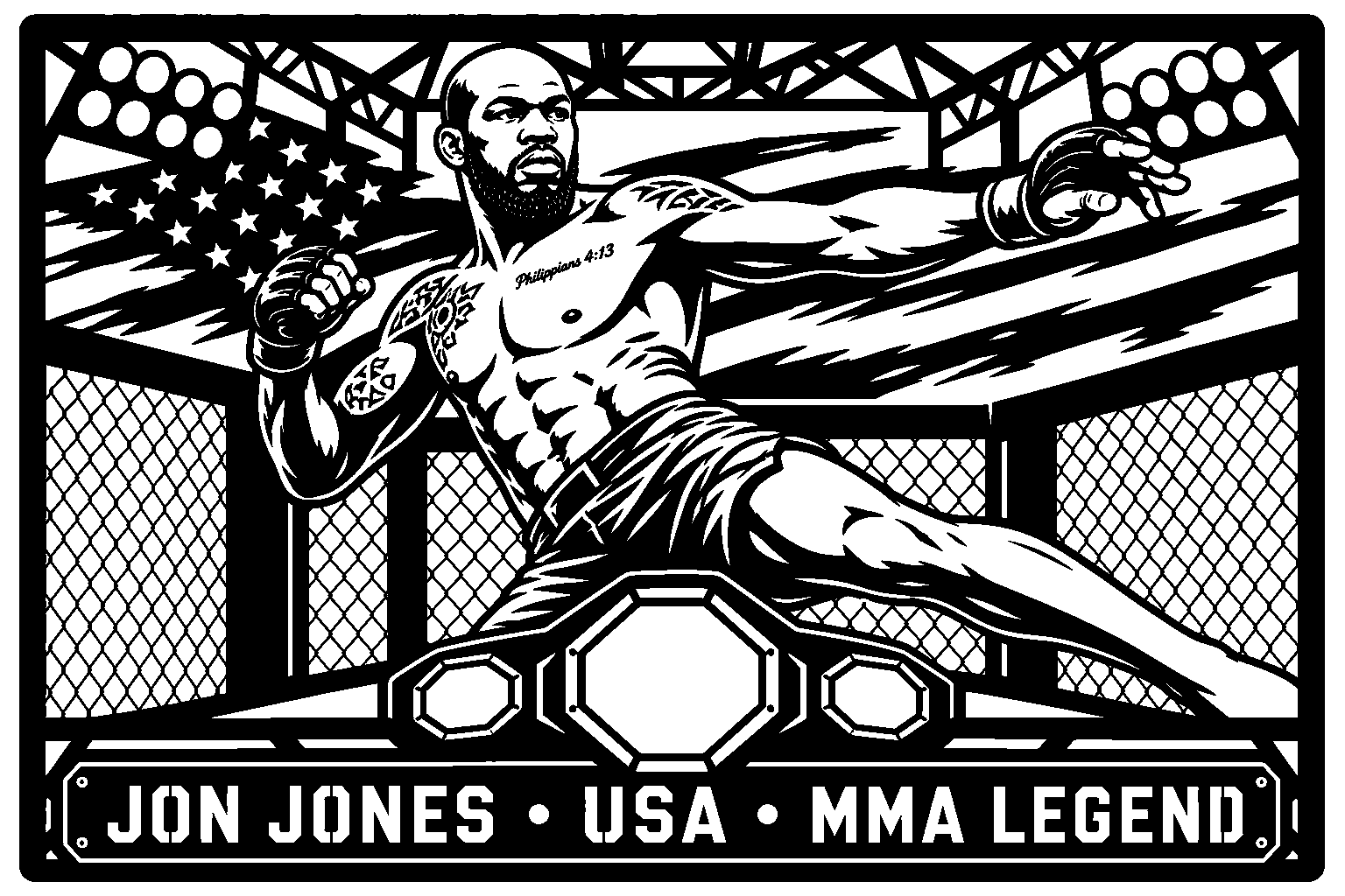 Cuadro metálico MMA Jon Jones - Stracci Cards