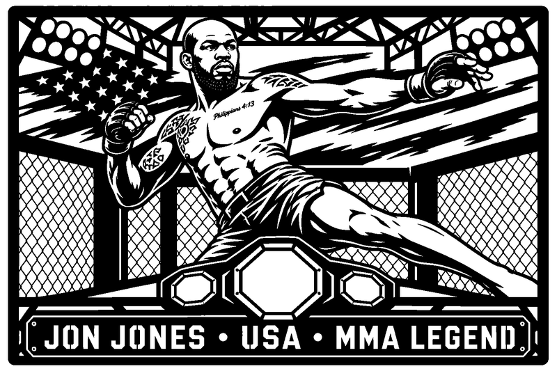 Cuadro metálico MMA Jon Jones estilo corte metálico no oficial