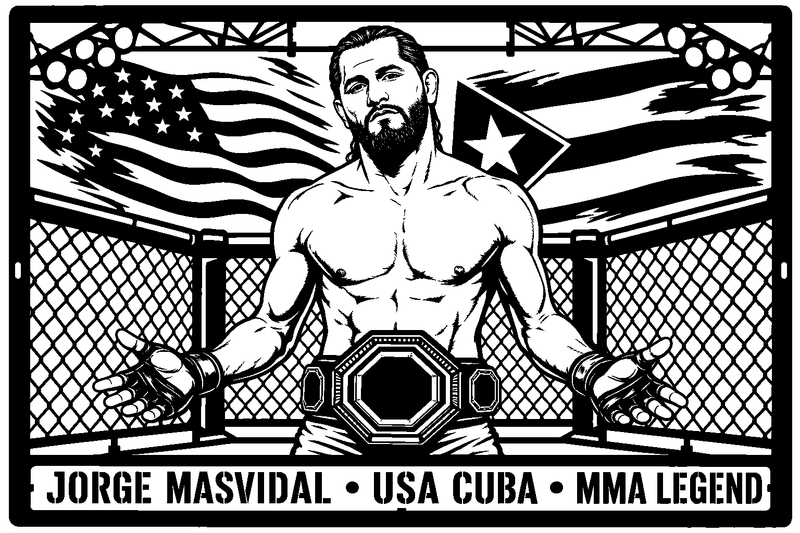 Cuadro metálico MMA Jorge Masvidal estilo corte metálico no oficial