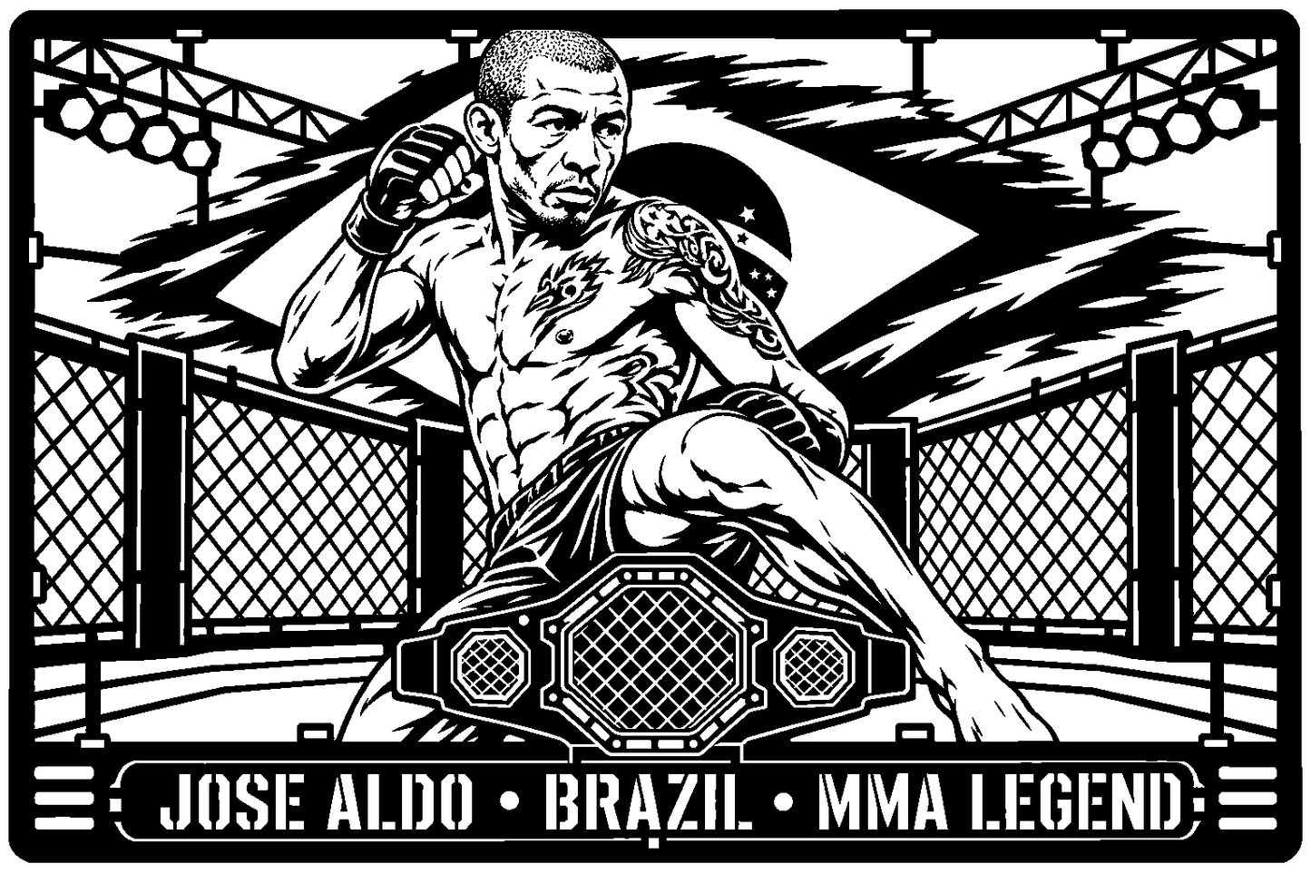 Cuadro metálico MMA Jose Aldo estilo corte metálico no oficial