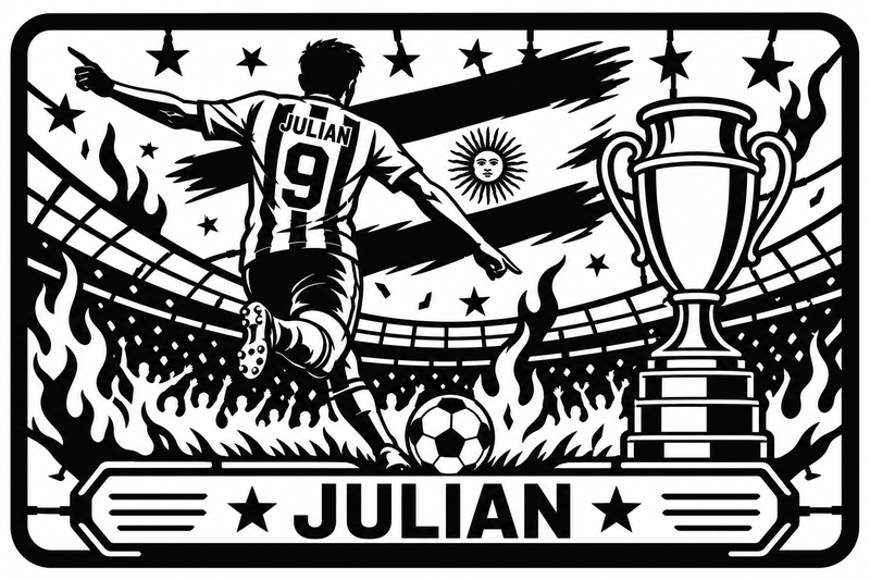 Cuadro metálico Mundial 2026 Julián Álvarez Argentina