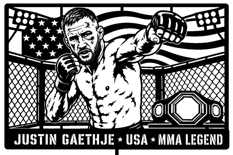 Cuadro metálico MMA Justin Gaethje estilo corte metálico no oficial