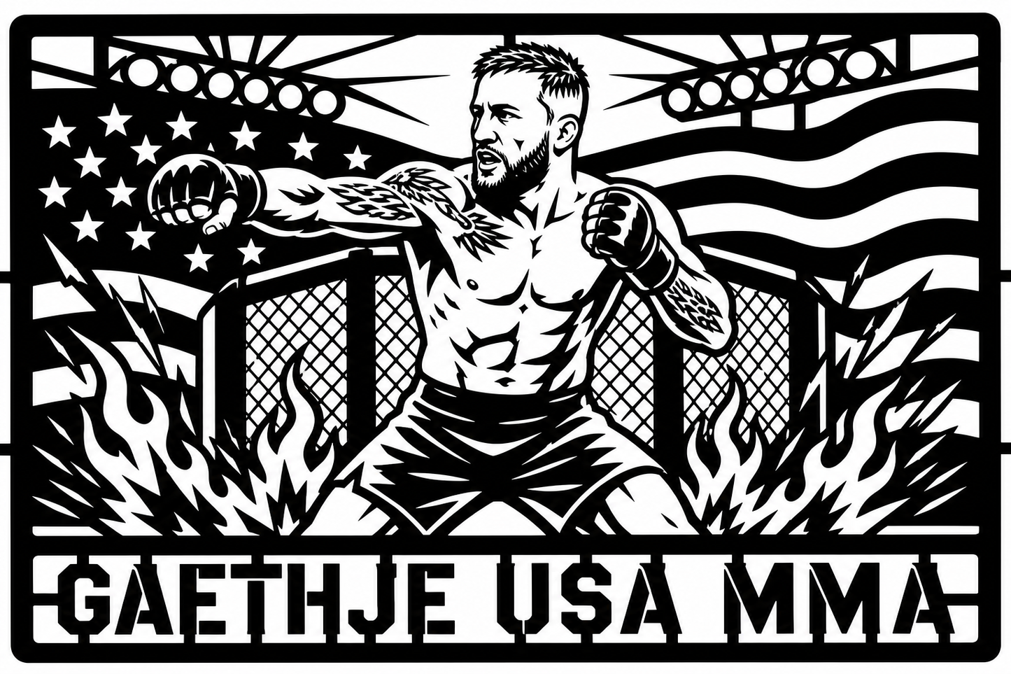 Cuadro metálico MMA Justin Gaethje Estados Unidos - Stracci Cards - GAETHJE USA MMA