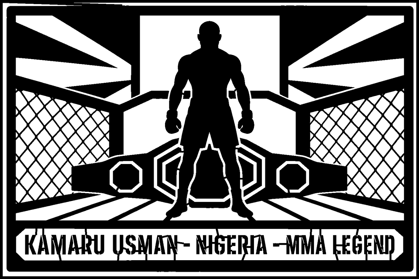 Kamaru Usman Nigeria cuadro metálico MMA Stracci