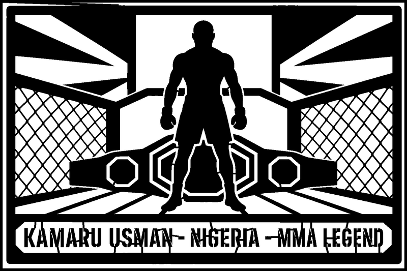 Kamaru Usman Nigeria cuadro metálico MMA Stracci