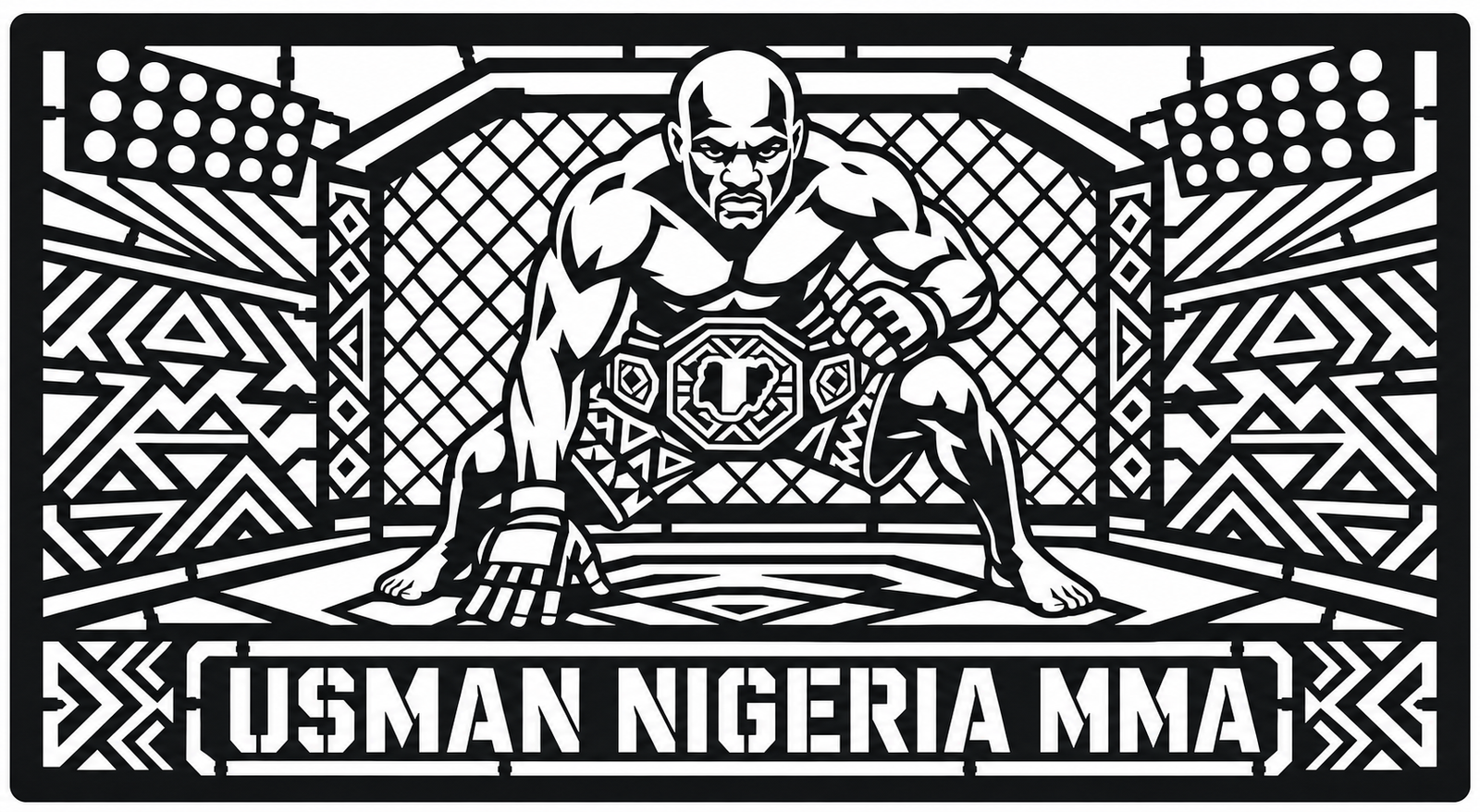 Cuadro metálico MMA Kamaru Usman Nigeria - Stracci Cards