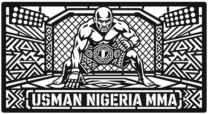 Cuadro metálico MMA Kamaru Usman Nigeria - Stracci Cards - USMAN NIGERIA MMA
