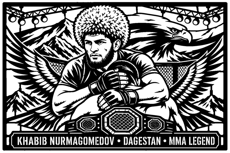 Cuadro metálico MMA Khabib Nurmagomedov estilo corte metálico no oficial
