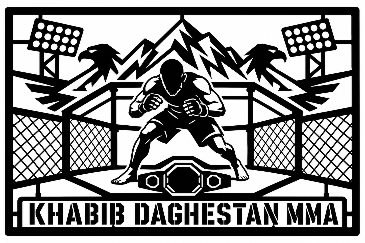 Cuadro metálico MMA Khabib Nurmagomedov Daguestán - Stracci Cards - KHABIB DAGESTÁN MMA
