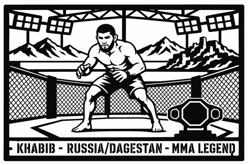 Cuadro metálico MMA Khabib Nurmagomedov - Stracci Cards - KHABIB - RUSSIA/DAGESTAN - MMA LEGEND
