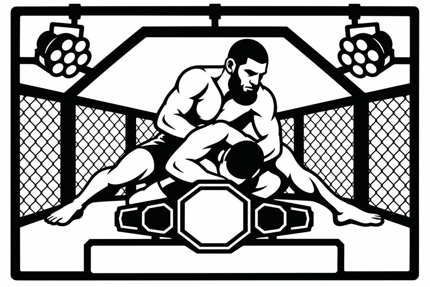 Cuadro metálico MMA Khamzat Chimaev estilo corte láser