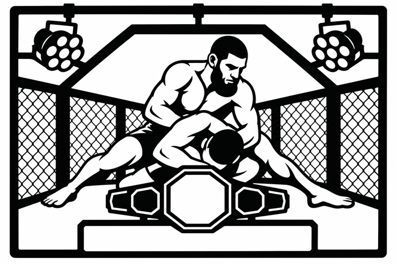 Cuadro metálico MMA Khamzat Chimaev estilo corte láser