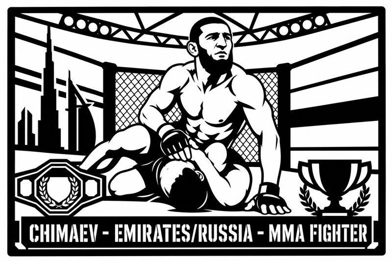 Khamzat Chimaev Chechnya/Sweden cuadro metálico MMA Stracci