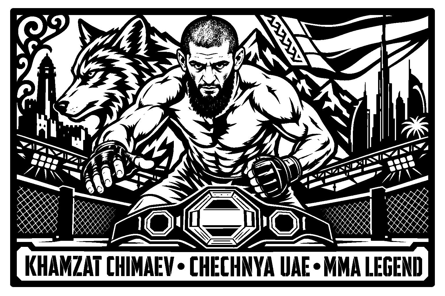 Cuadro metálico MMA Khamzat Chimaev - Stracci Cards