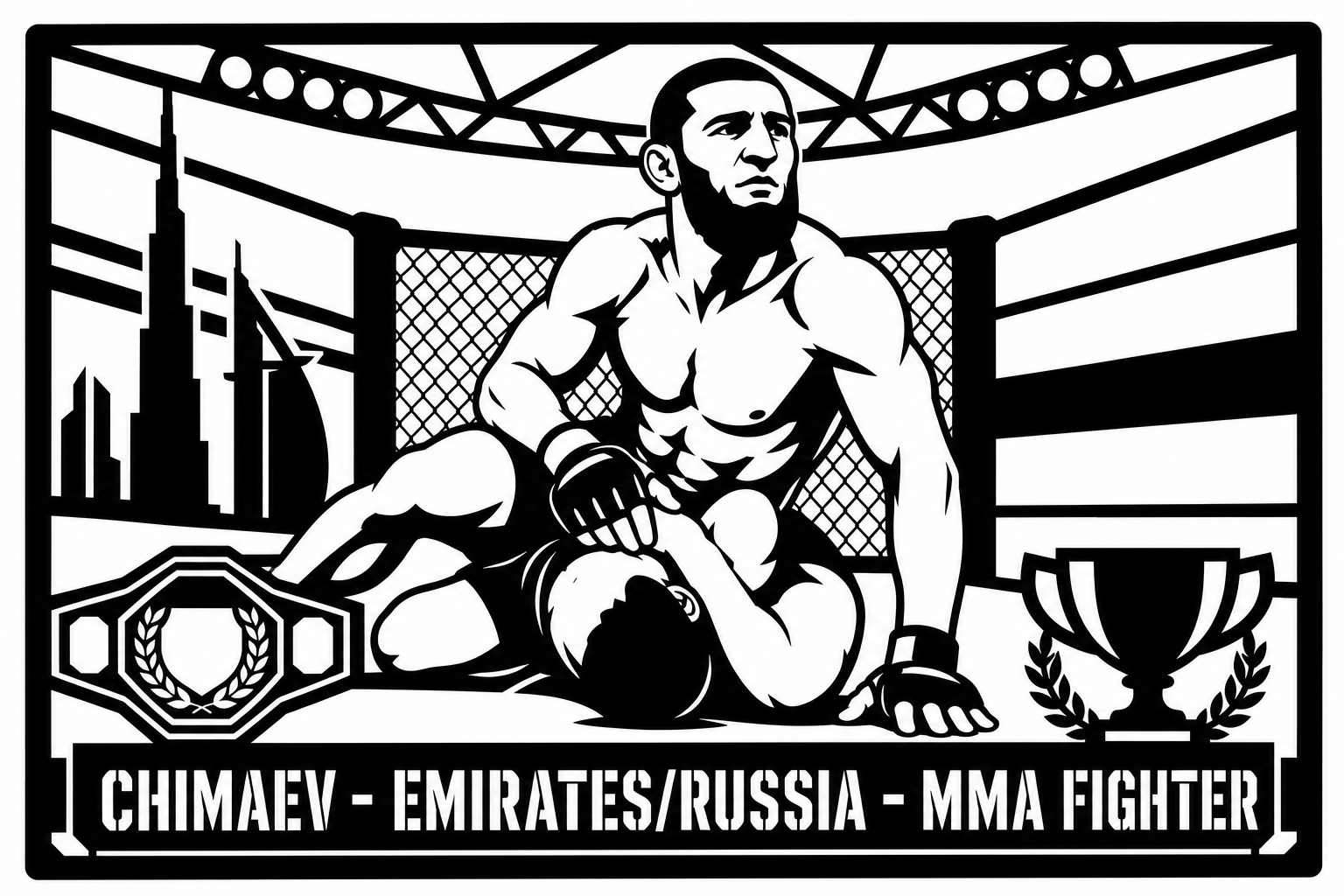 Cuadro metálico MMA Khamzat Chimaev - Stracci Cards
