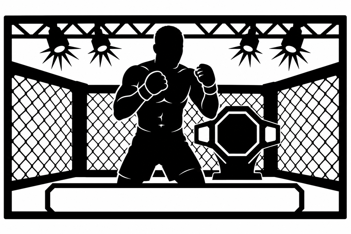 Cuadro metálico MMA Leon Edwards estilo corte láser