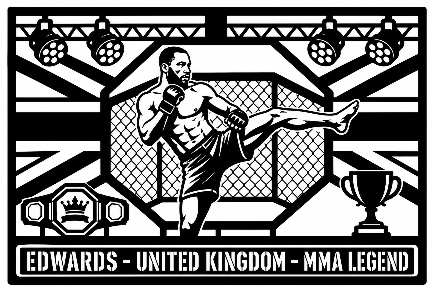 Cuadro metálico MMA Leon Edwards - Stracci Cards - EDWARDS - UNITED KINGDOM - MMA LEGEND