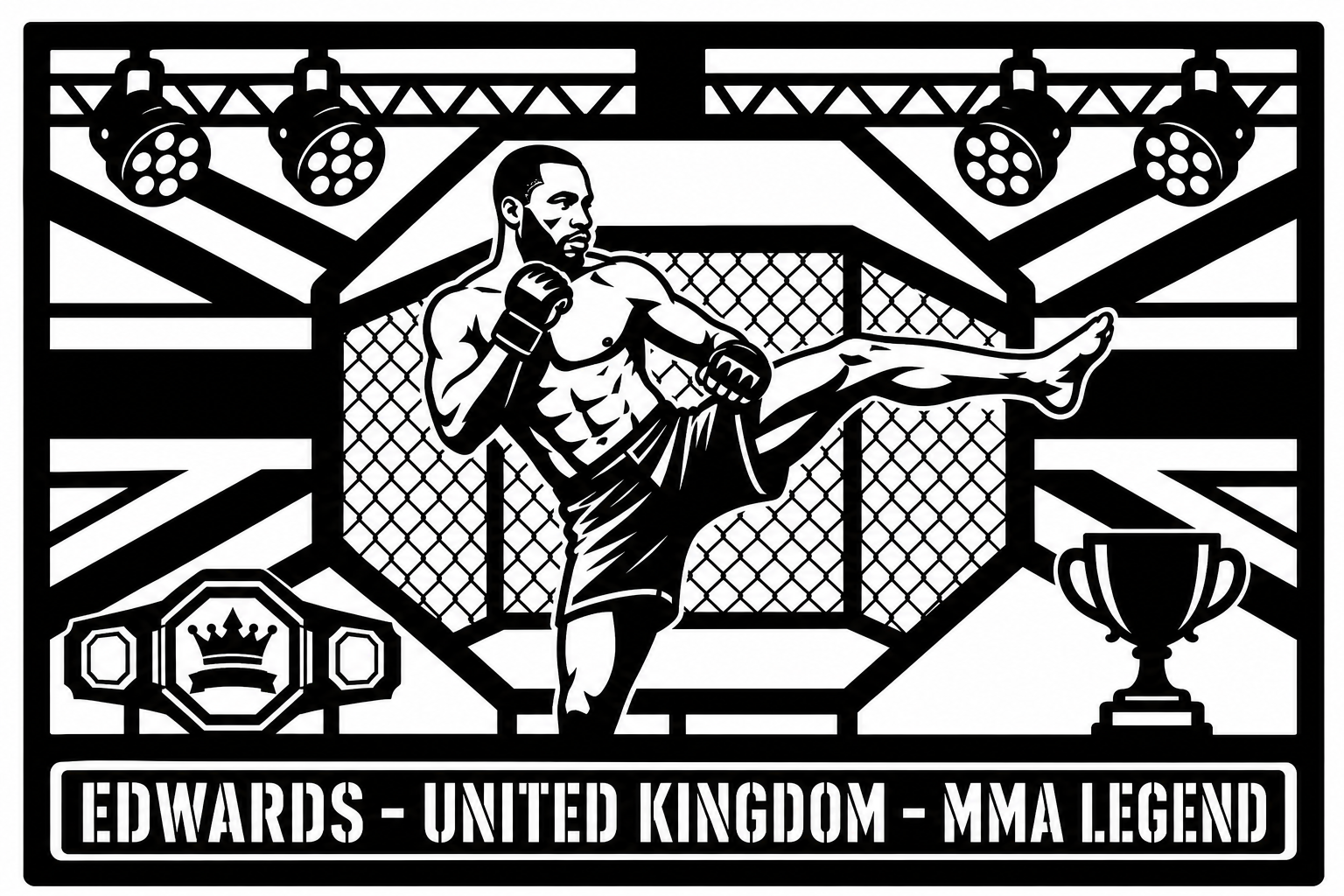 Cuadro metálico MMA Leon Edwards - Stracci Cards