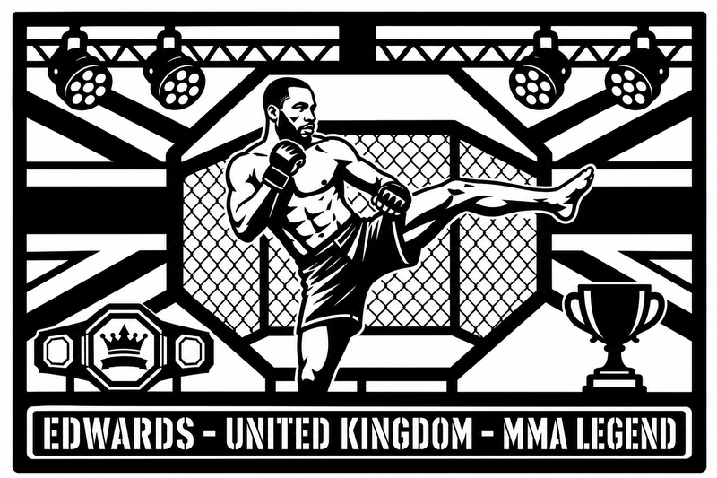 Cuadro metálico MMA Leon Edwards - Stracci Cards - EDWARDS - UNITED KINGDOM - MMA LEGEND