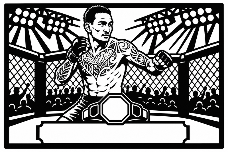 Cuadro metálico MMA Max Holloway estilo corte láser