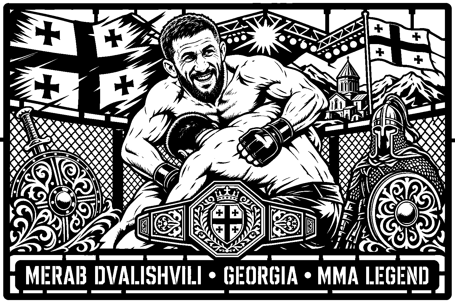 Cuadro metálico MMA Merab Dvalishvili - Stracci Cards