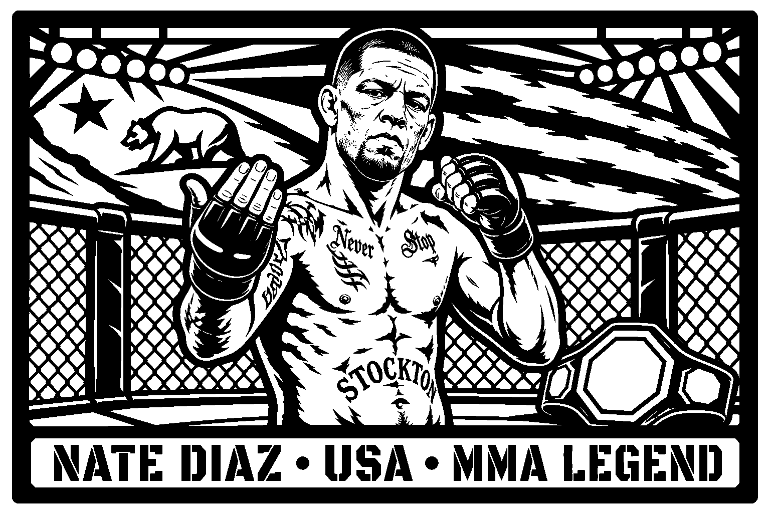 Cuadro metálico MMA Nate Diaz - Stracci Cards