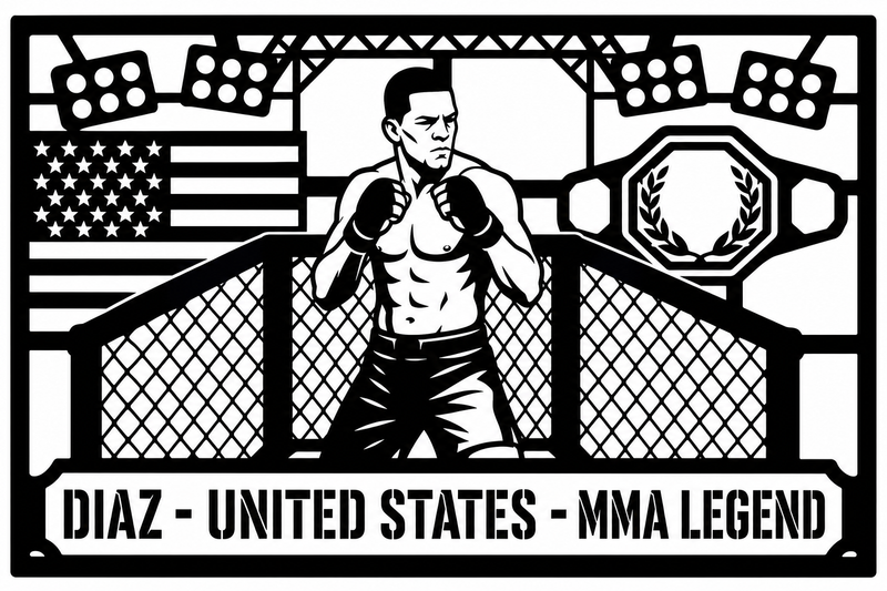 Cuadro metálico MMA Nate Diaz - Stracci Cards - DIAZ - UNITED STATES - MMA LEGEND