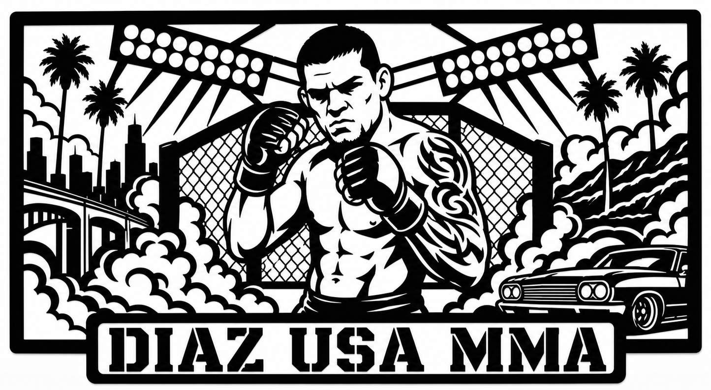 Cuadro metálico MMA Nate Diaz Estados Unidos - Stracci Cards - DIAZ USA MMA