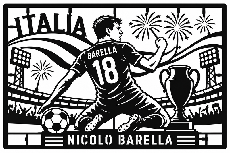 Cuadro metálico Mundial 2026 Nicolò Barella Italia