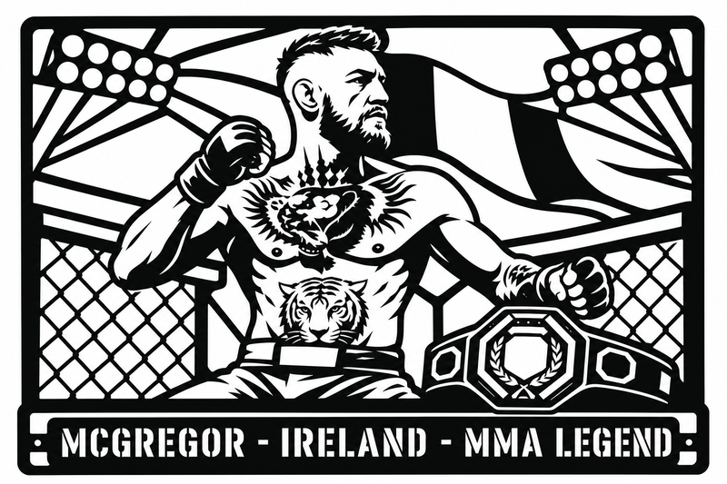 Cuadro metálico MMA McGregor estilo corte láser
