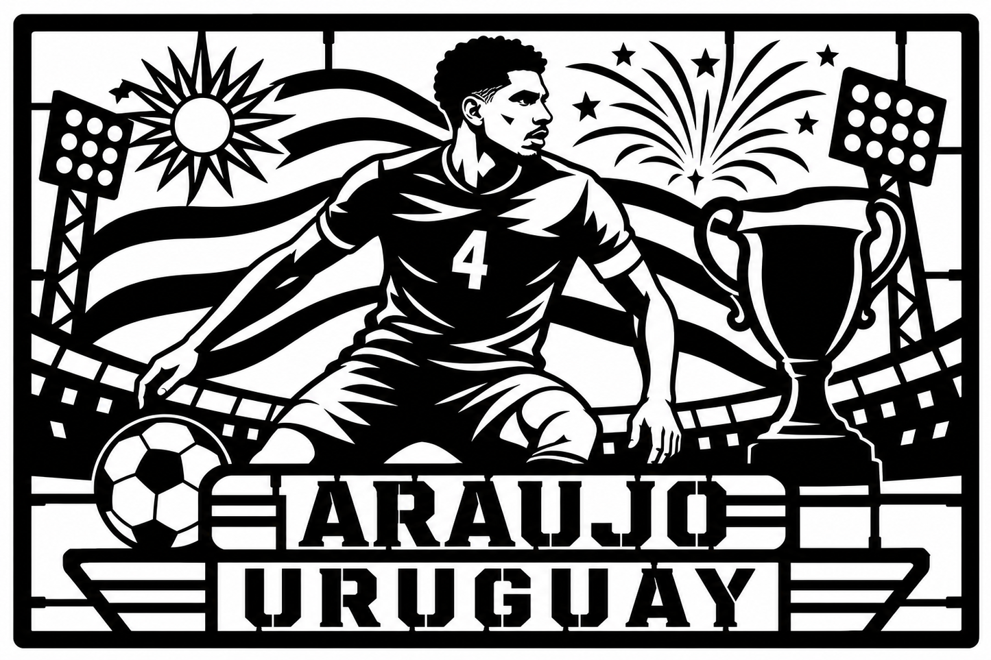 Cuadro metálico Mundial 2026 Ronald Araújo Uruguay