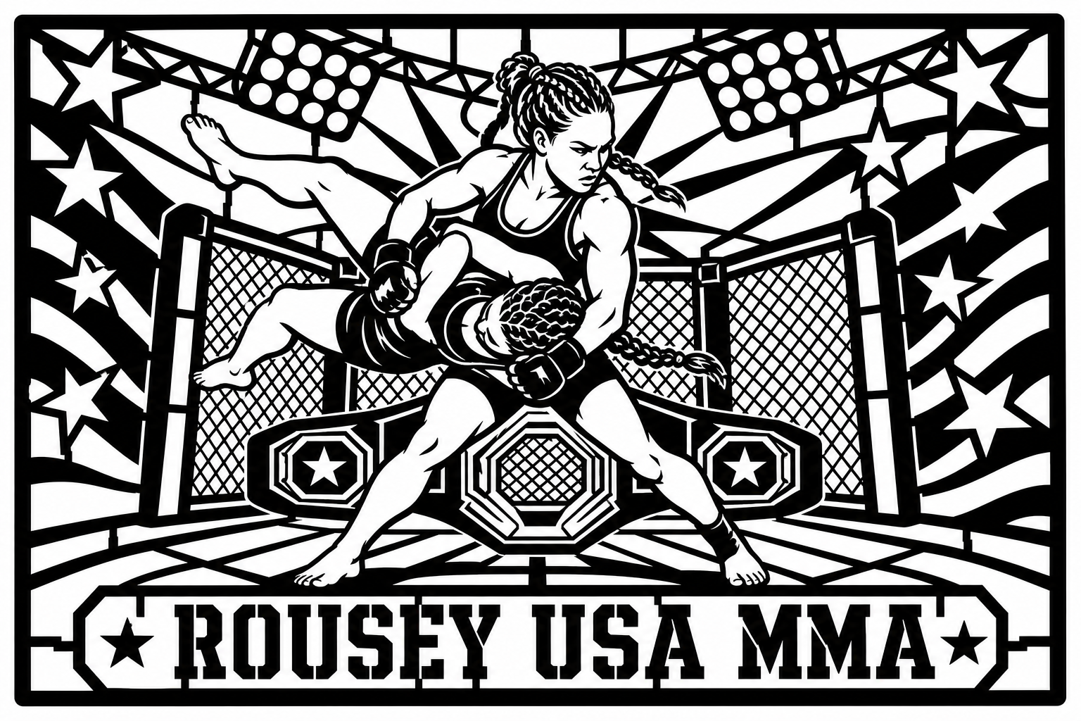Cuadro metálico MMA Ronda Rousey Estados Unidos - Stracci Cards