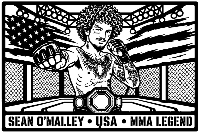 Cuadro metálico MMA Sean O'Malley estilo corte metálico no oficial