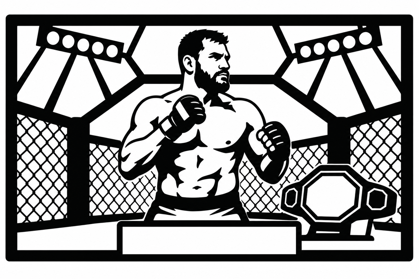Cuadro metálico MMA Stipe Miocic estilo corte láser