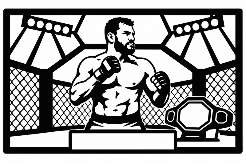 Cuadro metálico MMA Stipe Miocic estilo corte láser