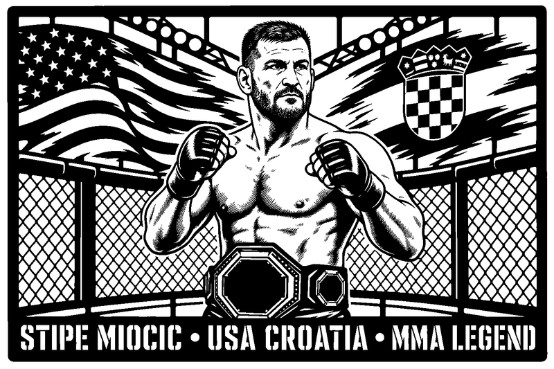 Cuadro metálico MMA Stipe Miocic estilo corte metálico no oficial