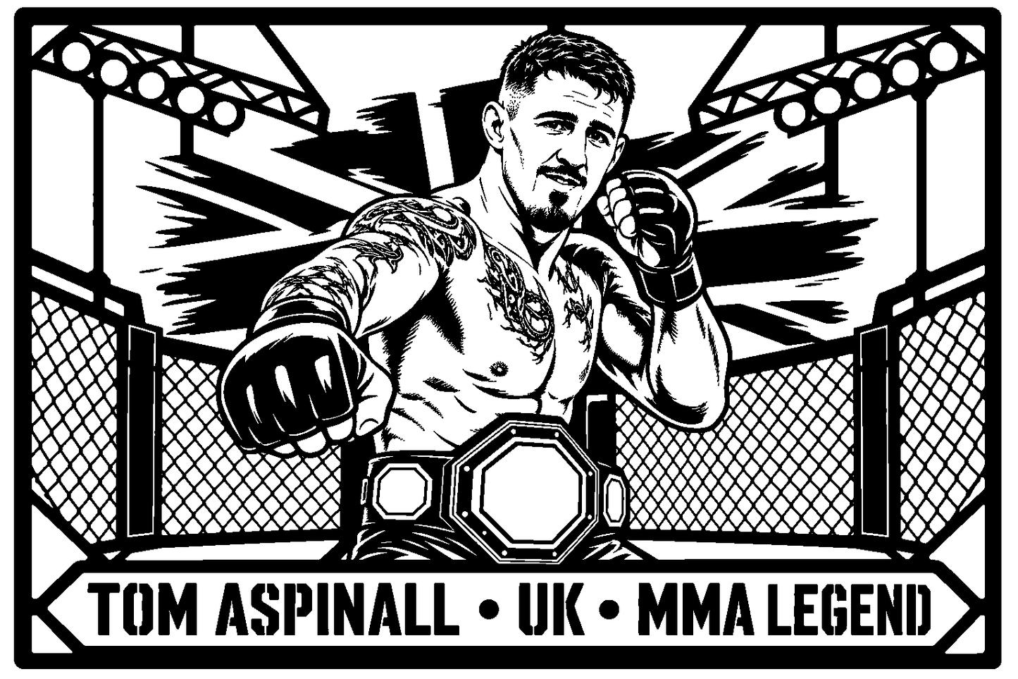 Cuadro metálico MMA Tom Aspinall estilo corte metálico no oficial