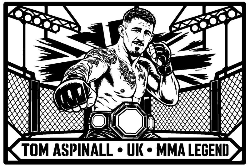 Cuadro metálico MMA Tom Aspinall estilo corte metálico no oficial