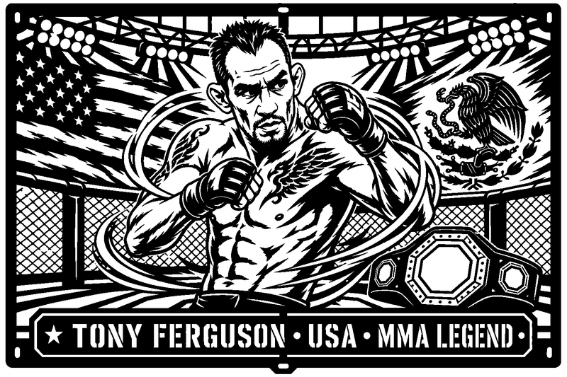 Cuadro metálico MMA Tony Ferguson estilo corte metálico no oficial
