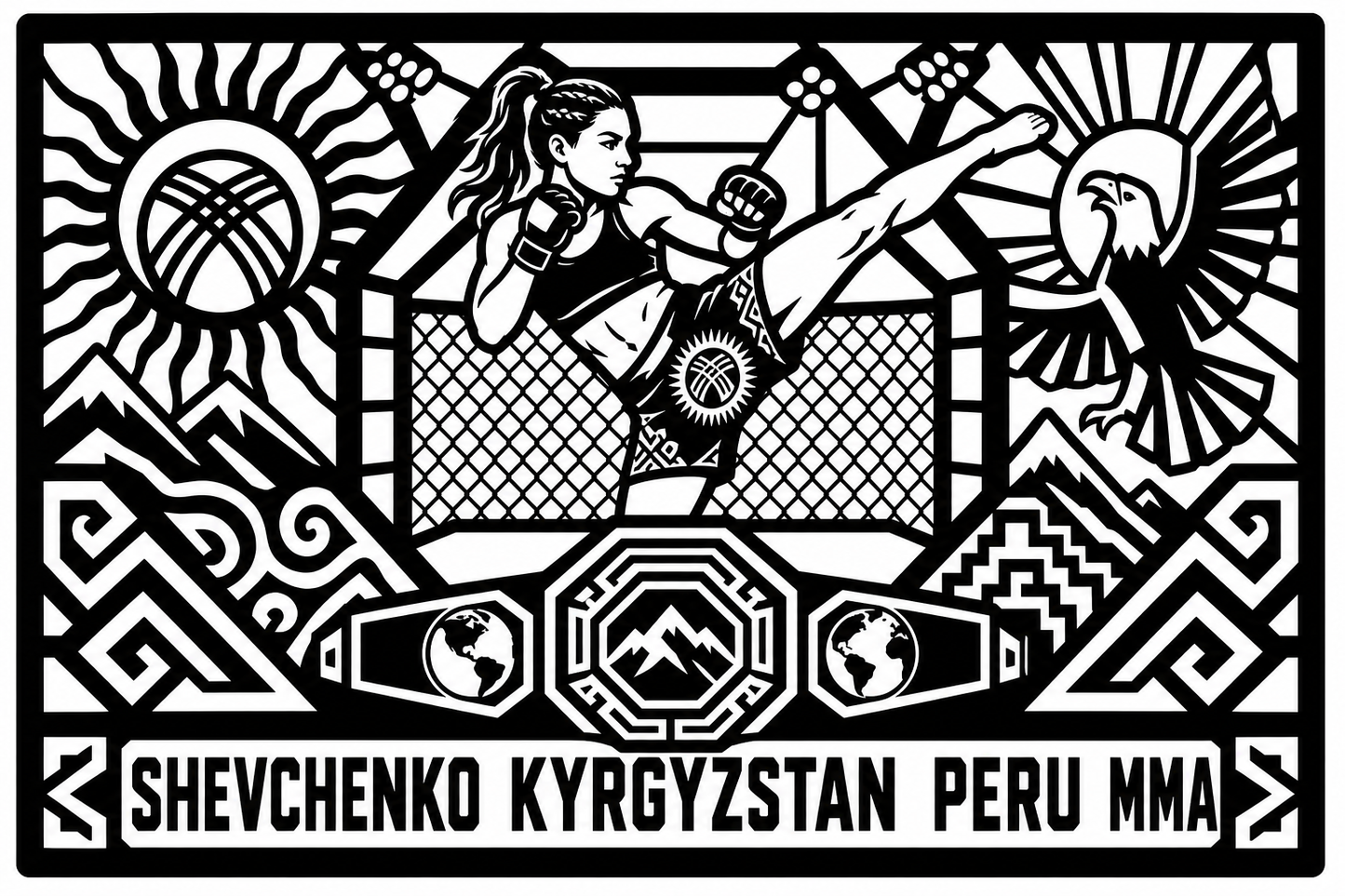 Cuadro metálico MMA Valentina Shevchenko Kirguistán/Perú - Stracci Cards - SHEVCHENKO KIRGUISTÁN PERÚ MMA