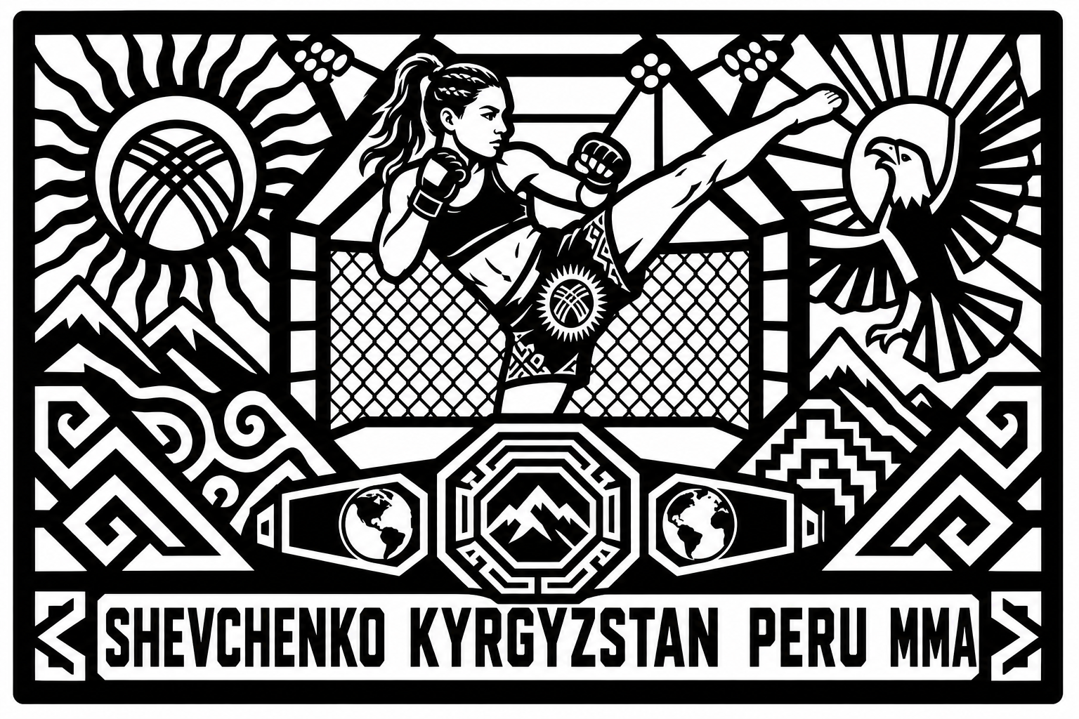 Cuadro metálico MMA Valentina Shevchenko Kirguistán/Perú - Stracci Cards